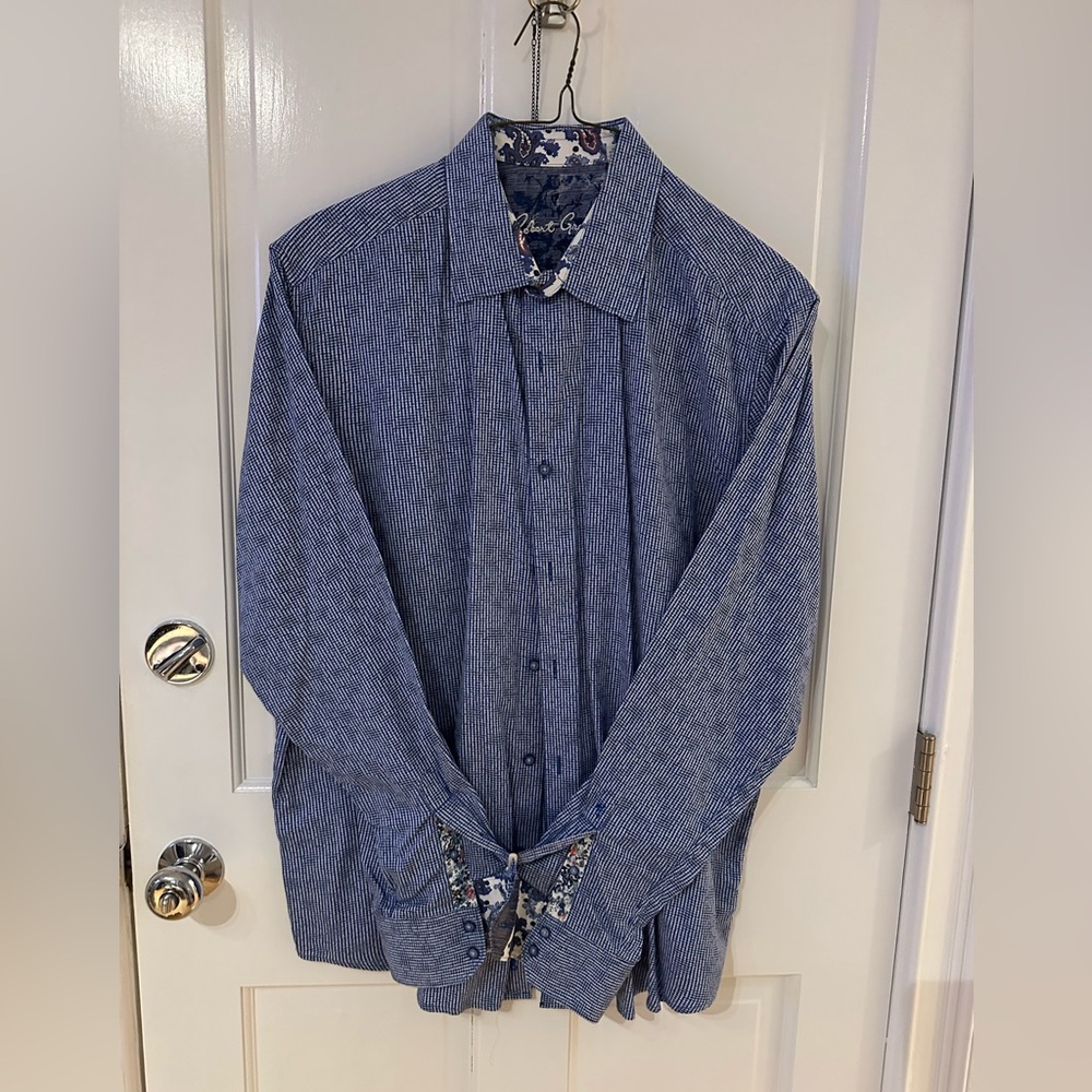 Robert Graham Blue Checkered Button Down Shirt WORN ONCE BASICALLY BRAND NEW